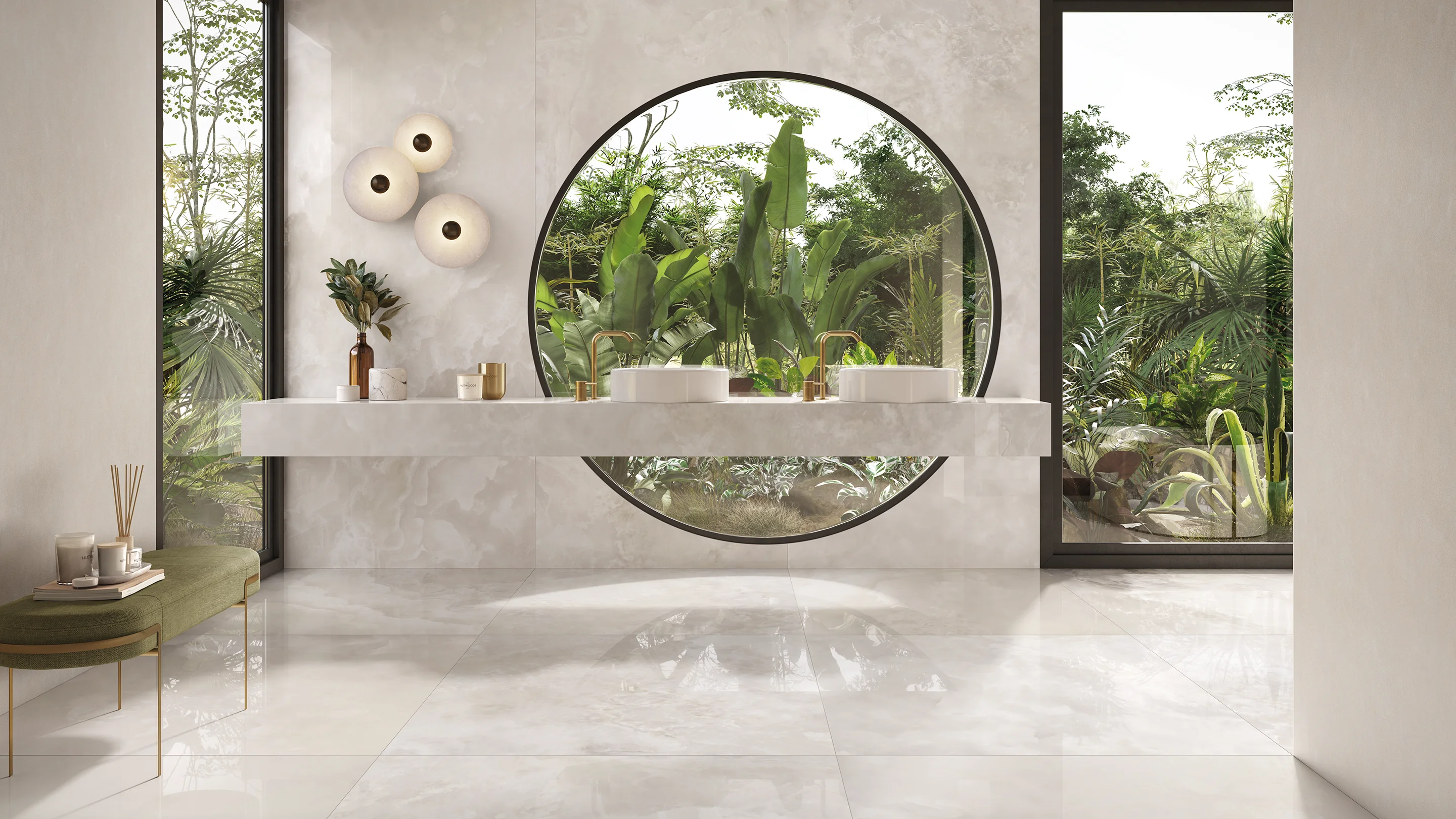 Onyx Porcelain Tiles - Polished marble effect | Ceramiche Keope