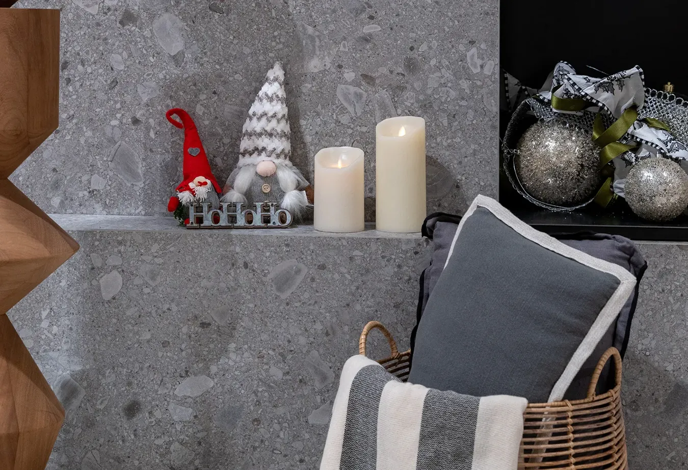 Christmas in style: harmonious festive designs with indoor tiles and decorations